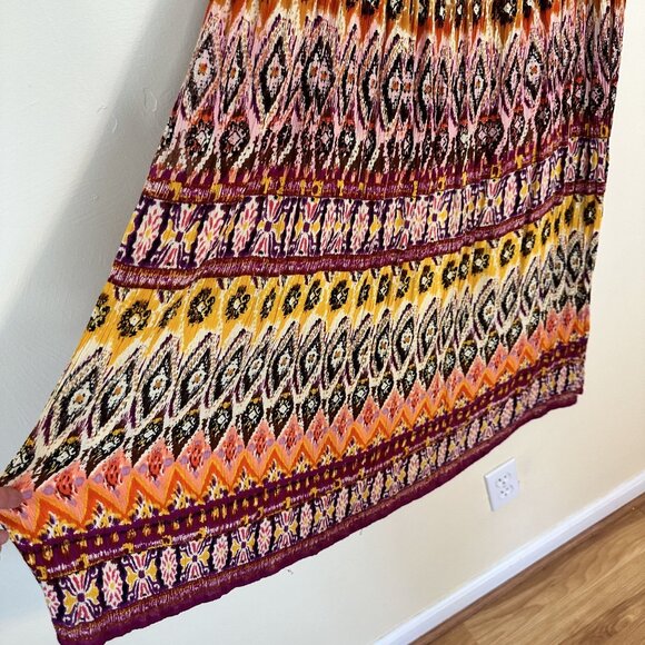 Womens Boho Maxi Full Skirt Multicolored India Orange Brown Western XL Chaundry - Picture 7 of 7